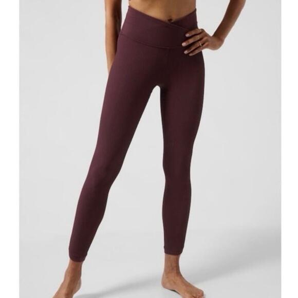 Athleta Pants - Athleta Elation Crossover Rib 7/8 Tight Spiced Cabernet Size XXS